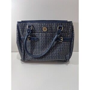 Tommy Hilfiger Women's Navy Blue & Gray Logo Tote Bag Handbag Purse
